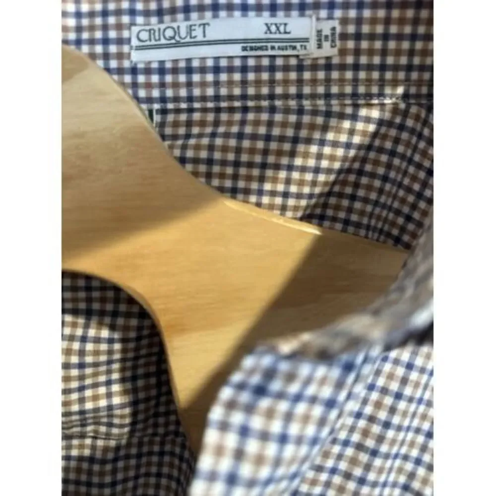 Criquet Men’s Button Down Long Sleeve Plaid XXL Shirt Cotton - Picture 4 of 4